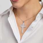 Large History Of Ireland Silver Celtic Cross Necklace