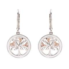 Silver White Enamel Tree of Life Earrings