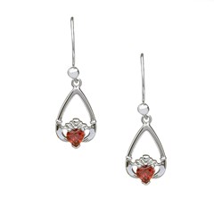 January Birthstone Claddagh Earrings