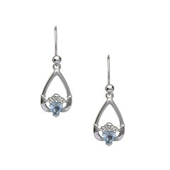 March Birthstone Claddagh Earrings