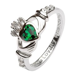 May Birthstone Claddagh Ring
