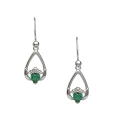 May Birthstone Claddagh Earrings