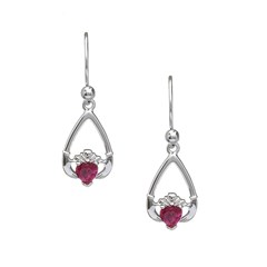 July Birthstone Claddagh Earrings