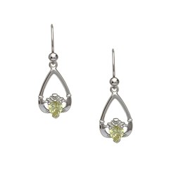 August Birthstone Claddagh Earrings
