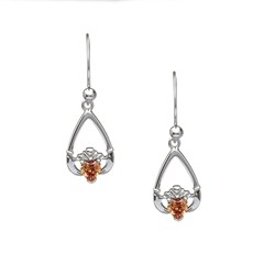 November Birthstone Claddagh Earrings