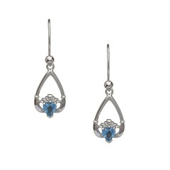 December Birthstone Claddagh Earrings