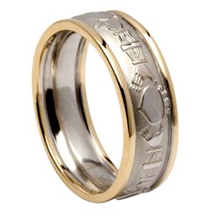 Claddagh Court Shape Wedding Ring with Trim