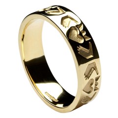 Friendship Claddagh Yellow Gold Wedding Band