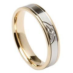Trinity Knot Yellow Gold Band with White Gold Center
