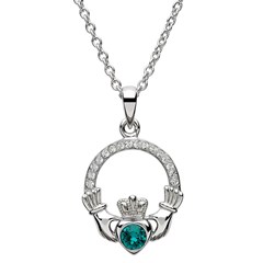 May Birthstone Claddagh Pendant