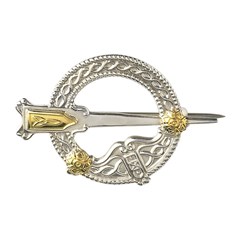 Traditional Silver with 18k Gold Tara Brooch
