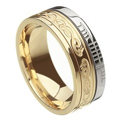 Le Cheile Faith Yellow Gold with White Rail Band