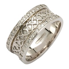 Celtic Closed Knot Diamond Pavé White Gold Band