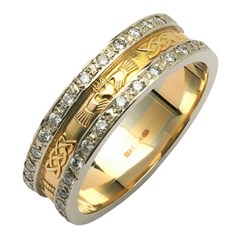 Claddagh & Celtic Knot Diamond Pavé Wedding Band