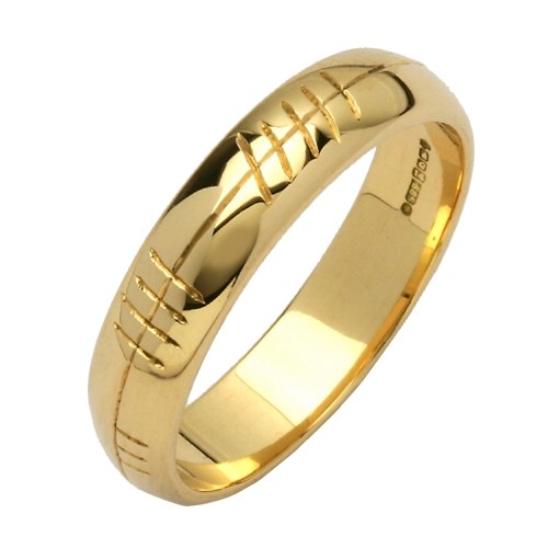 Personalized Ogham Yellow Gold Ring