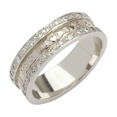 Claddagh & Celtic Knot Diamond Pavé Wedding Band