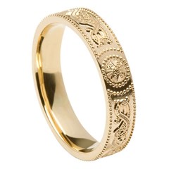 Ladies Celtic Warrior Yellow Gold Wedding Band