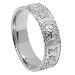 Gents Celtic Warrior White Gold Wedding Band