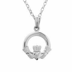 Large White Gold Claddagh Pendant