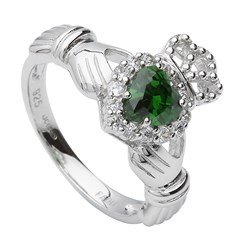 Claddagh Stone Cluster Silver Ring