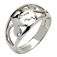 Irish Shamrock White Gold Ring