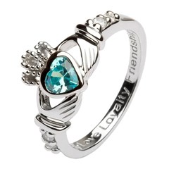 March Birthstone Claddagh Ring
