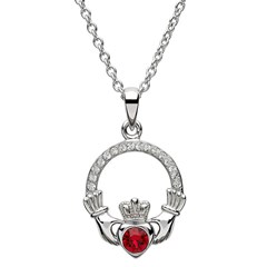 July Birthstone Claddagh Pendant