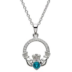 December Birthstone Claddagh Pendant