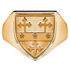 Gents Coat Of Arms Shield Yellow Gold Ring